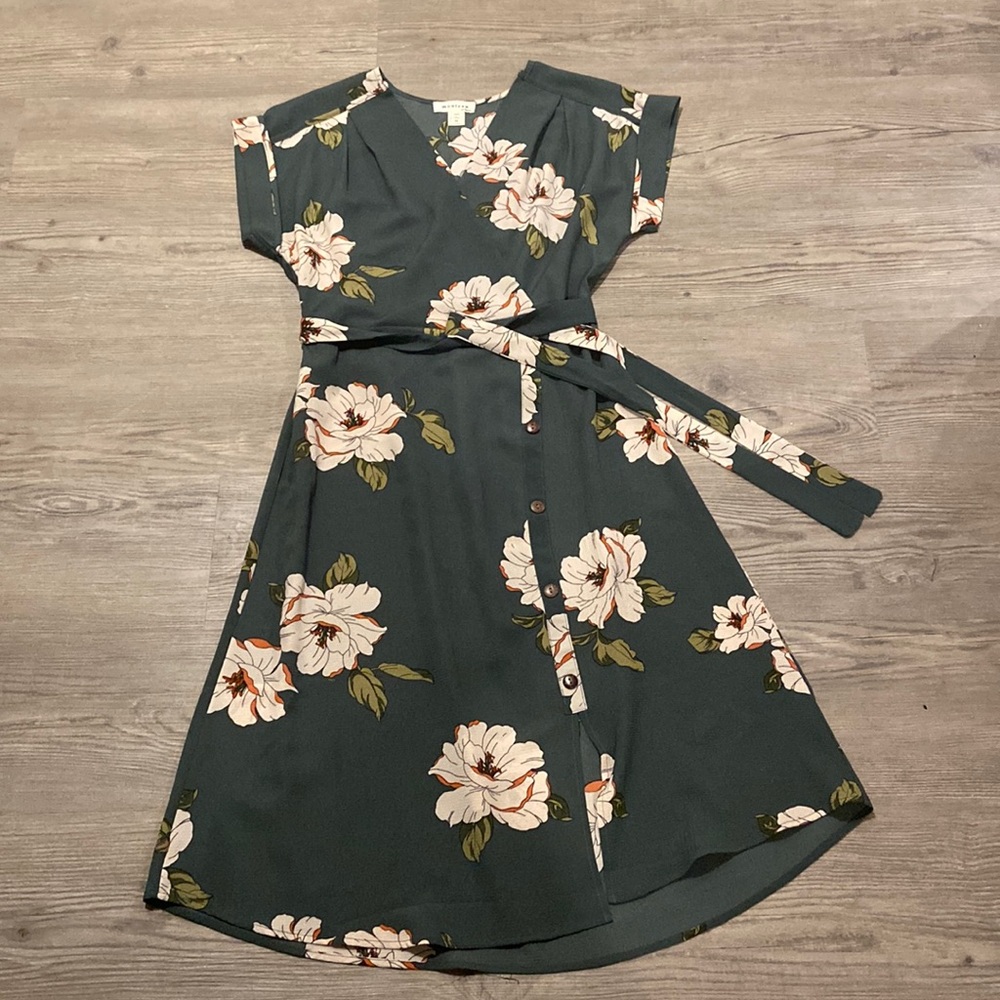 Monteau green floral dress